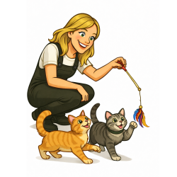Cat sitter in South Austin playing with cats